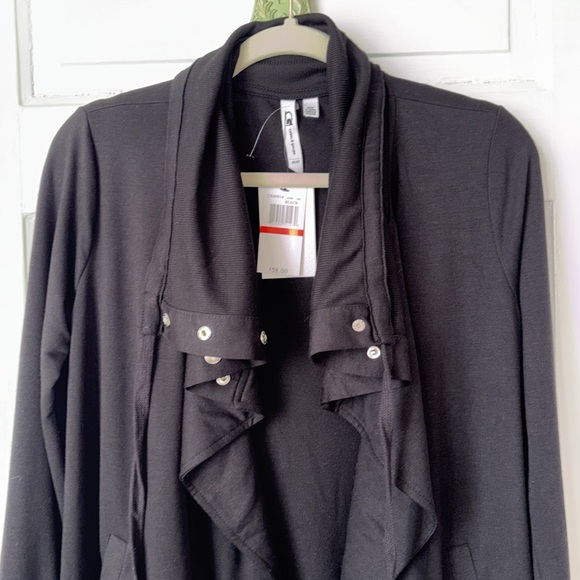 CABLE & GAUGE FUNNEL NECK OPEN FRONT JACKET - Picture 3 of 9